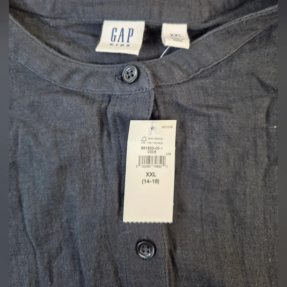 GAP Kids 14/16 Charcoal Black Button-Up Dress